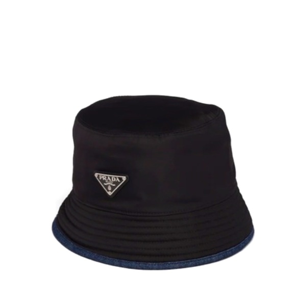 MSRP $795! Double-Sided Authentic Prada Re-Nylon & Denim Bucket Hat Size Medium - Picture 5 of 14